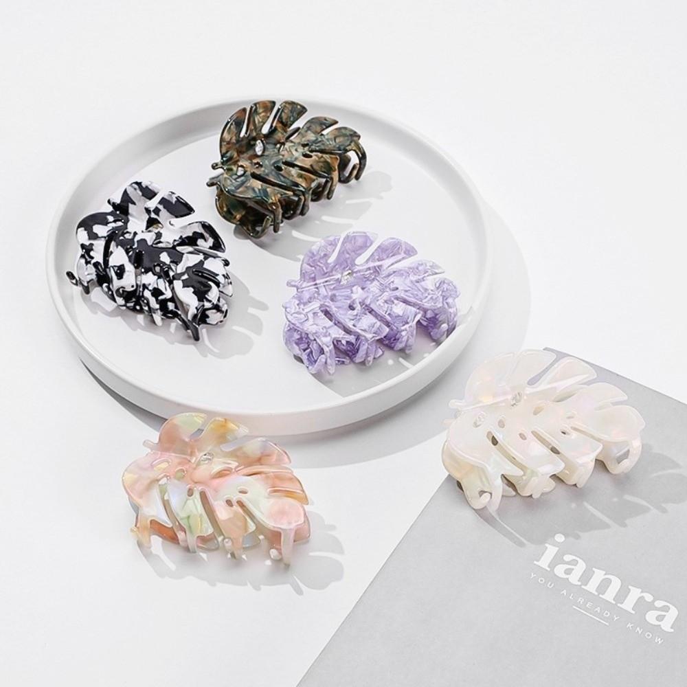 Leaf Style Shark Grab Clip Simple Design Leaf Style Clip Cute New Texture Clip  Hair Accessory