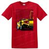Classic Sports Car Graphic T Shirt Retro Muscle Car Art Tee Yellow Design