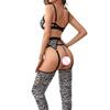 New Sexy Zebra Lingerie For Woman Stocking Cut Out Bra Sensual Brief See Through Lace Fancy Female Underwear Garter Intimate