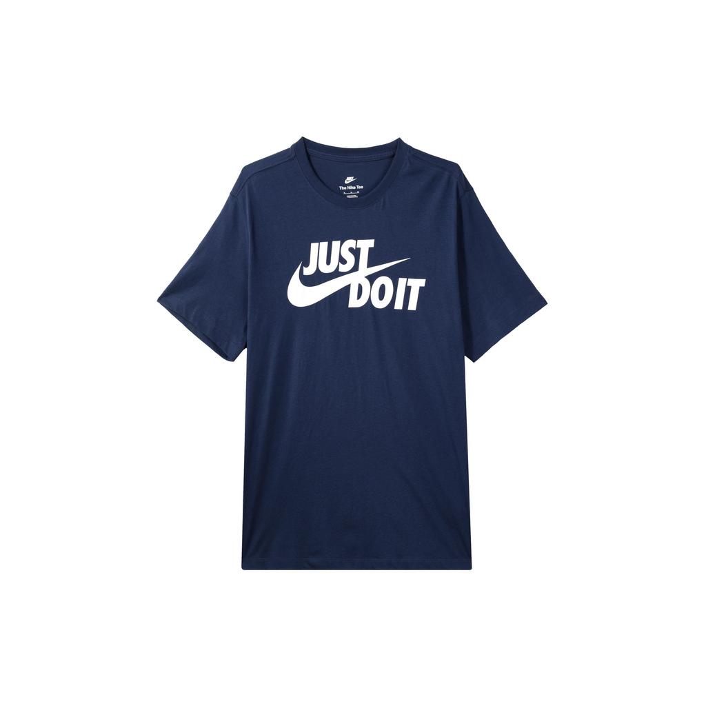 Nike Logo Crew Neck Pullover Short Sleeve T-Shirt Men Tops Navy-Blue AR5007-410