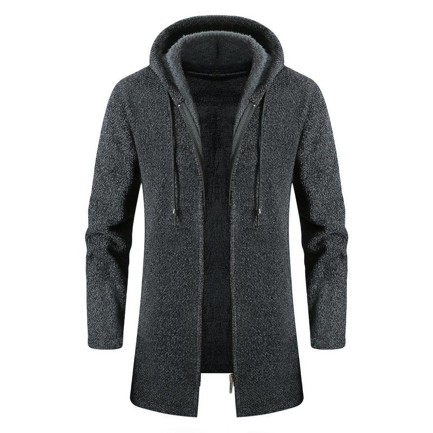 Men's Sweaters Coat Autumn Winter New Warm Zipper Medium Long Velvet  Cardigan Sweaters Man Casual Knitwear Plush Sweatercoat Mens Clothes