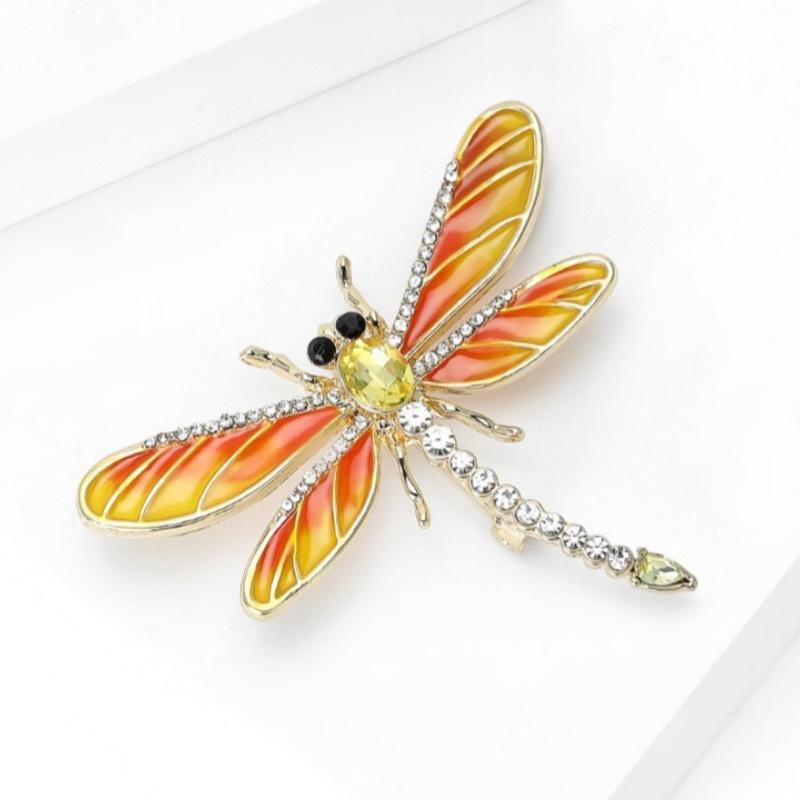 Fashion Alloy Enamel Dragonfly Brooch High-End Versatile Rhinestone Animal Brooch Women'S Clothing Corsage Jewelry Accessory