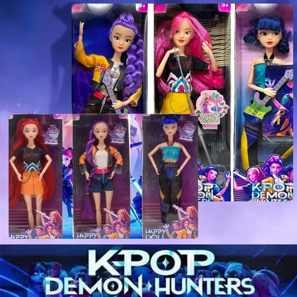 30cm K-Pop Caçadores de Demônios Anime Kpop Grupo Feminino Desenho Animado Rumi Zoey Mira Figuras de Ação Bonecos de Vinil Modelo Bonecas Meninas Presente de Natal