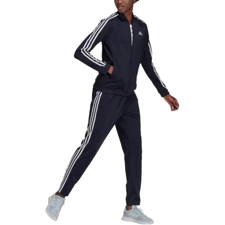 adidas ESSENTIALS3 Stripes SS25 Track Suit Primegreen Casual Suit Women's Ink/White H10155