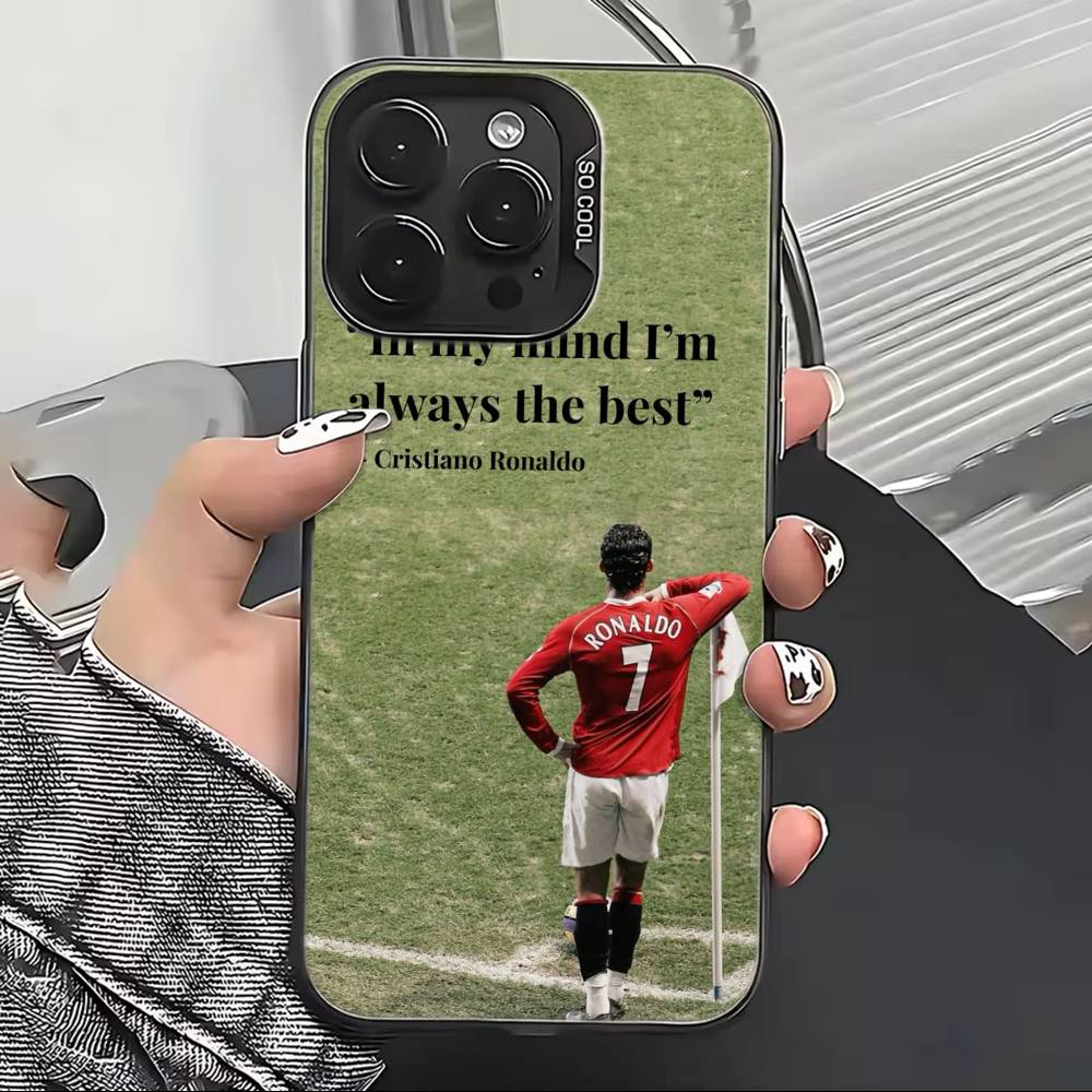 F-Famous Football Players C-CR7 Phone Case For iPhone 17,16,15,14,13,12,11 Plus,Pro Max,XS,Colorful Silver Black Cover