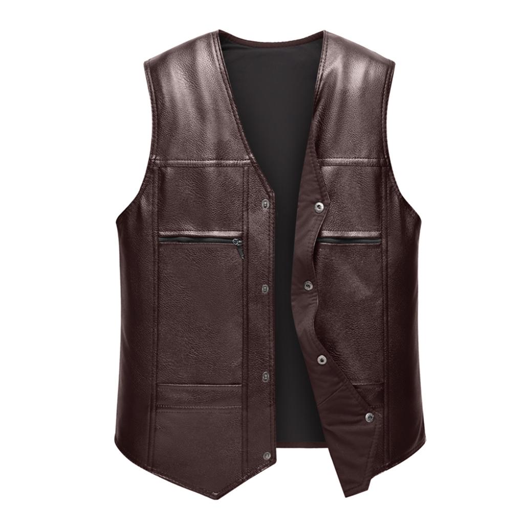 Men's Sleeveless Vest V Neck Casual Comfortable Lightweight Sports Outerwear Vest with Snap Button Closure and Multiple Pockets