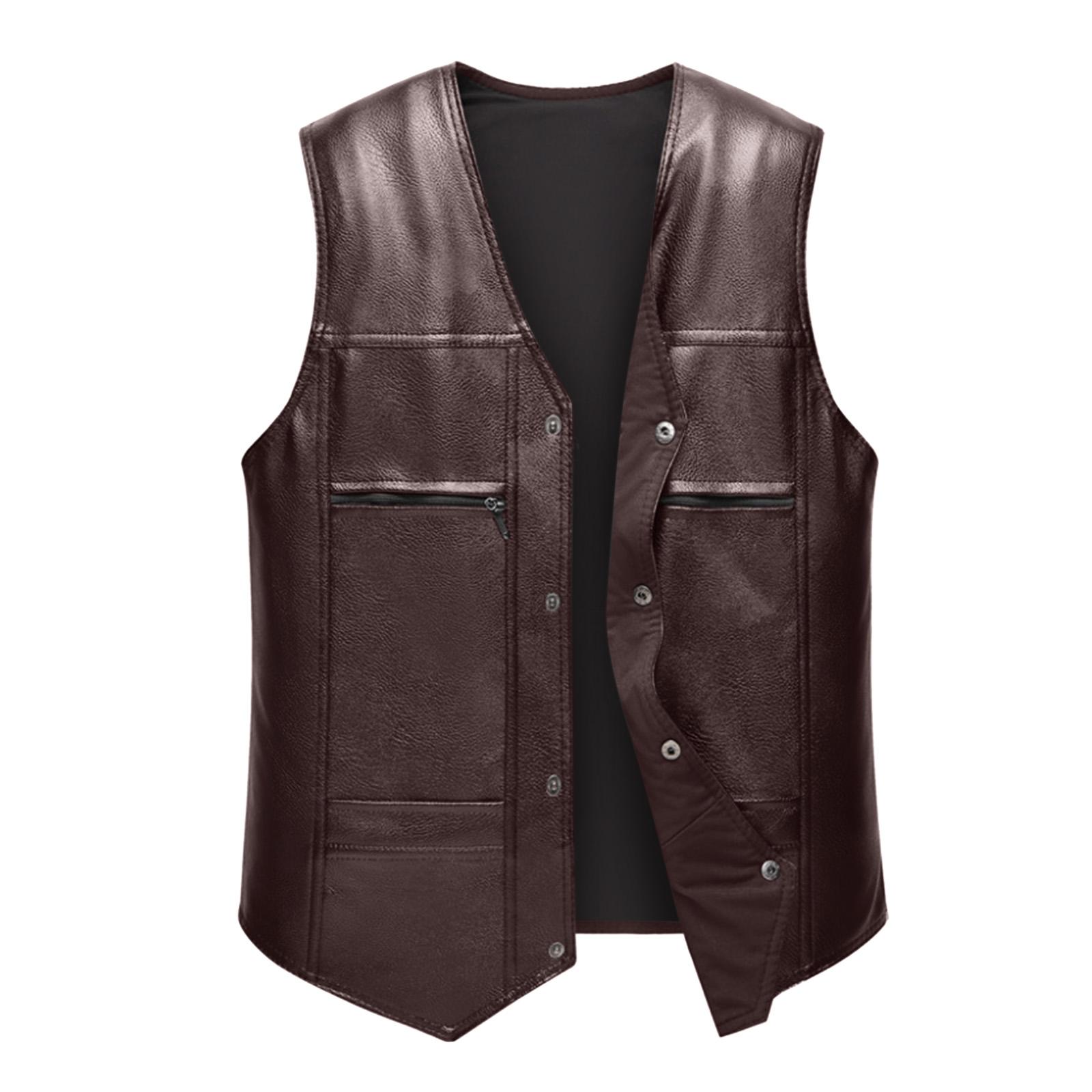 

Men s Sleeveless Vest V Neck Casual Comfortable Lightweight Sports Outerwear Vest with Snap Button Closure and Multiple Pockets XXL коричневий