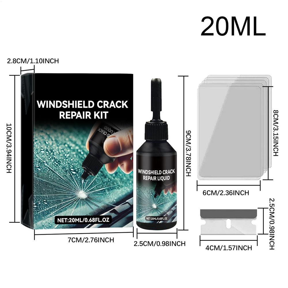 Cracked Glass Repair Kit Car Windshield Scratch Remover Windscreen Nano Fluid Filler Quick Fix Liquid for Phone Screens Mirrors