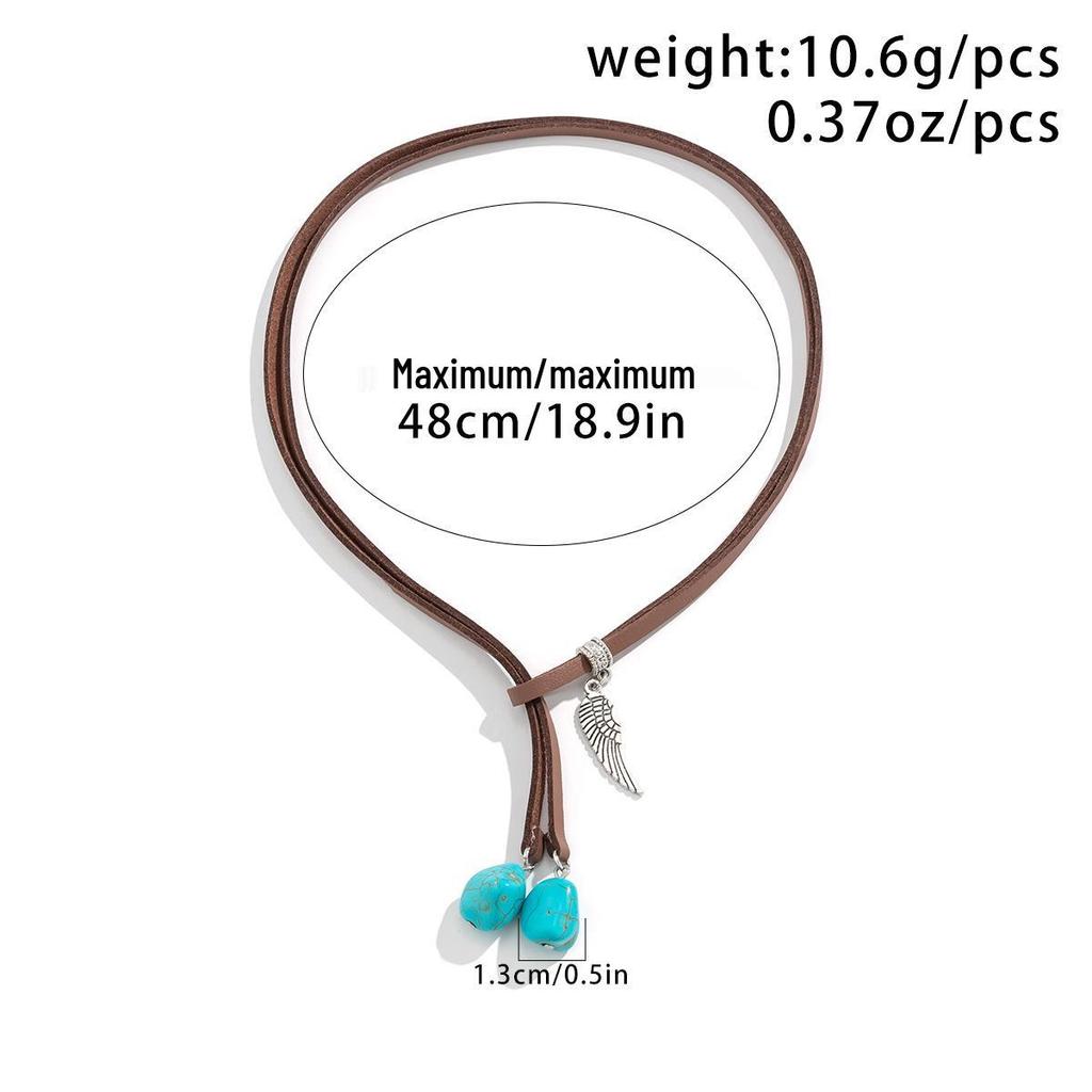 Turquoise Double-Layer Velvet Clavicle Choker Necklace – Ethnic Style for Women