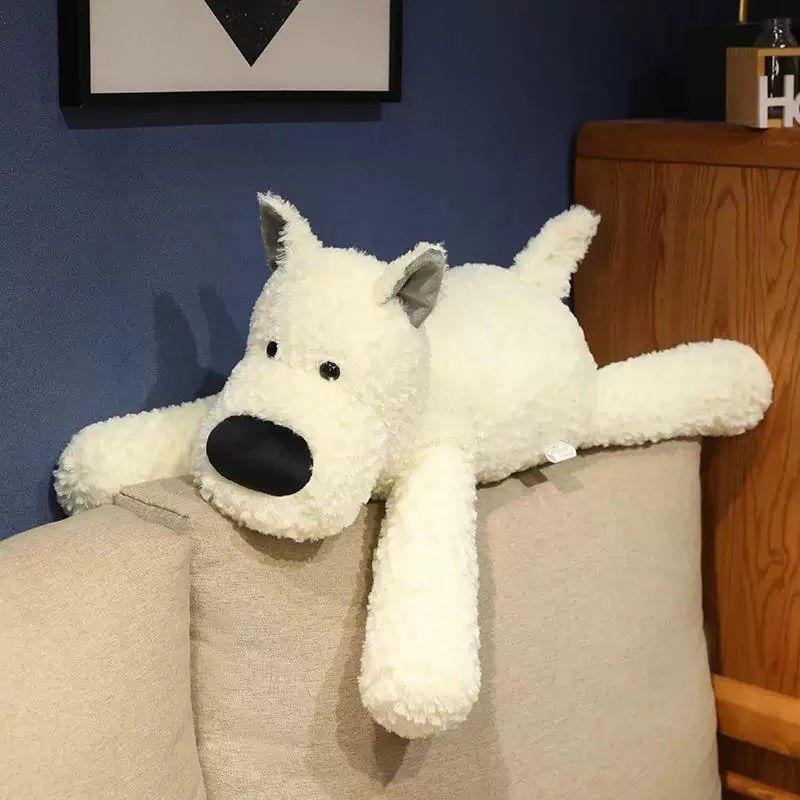 West Highland Party Plush Toy Doll Long West Highland Puppy Bed To Sleep with Throw Pillow Birthday Gift Girl