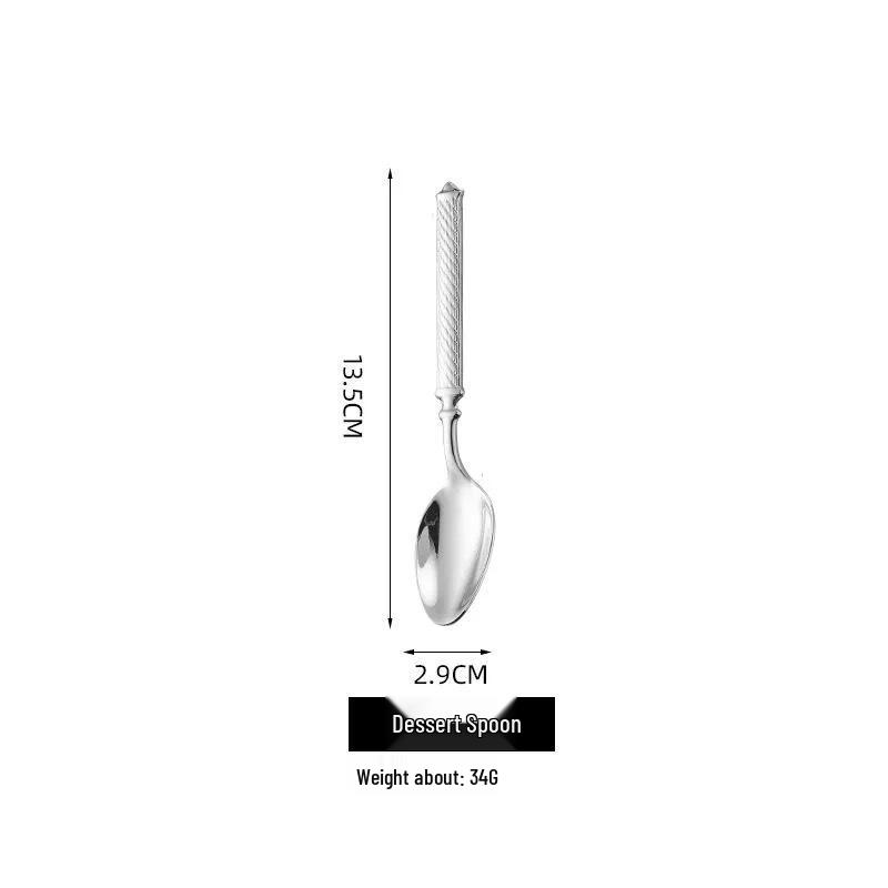 

Roman Rope High-End Western Cutlery Set: Steak Knife, Fork, Spoon, Dessert Spoon - 304 Stainless Steel, Thickened Design
