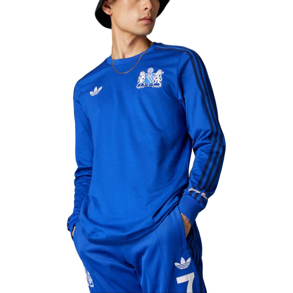 Adidas Manchester United George Best Series Comfortable Casual Retro Long Sleeve Football Shirt Men Tops Cobalt-Blue IV7536