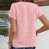 Women's Shirt Solid Color Slim  Fitting V-neck Button Cardigan Short-sleeved Top