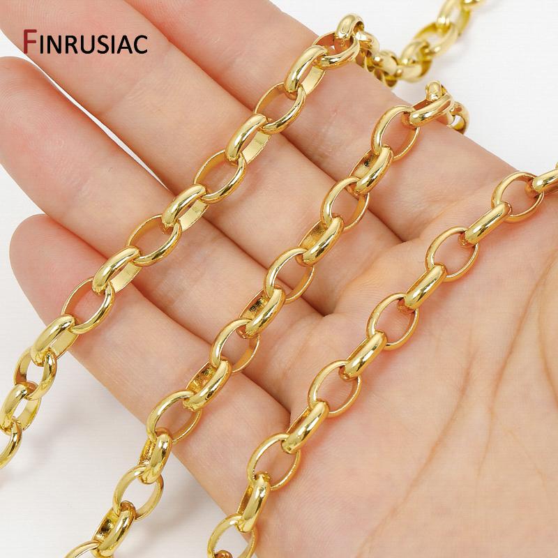 18K Gold Plated Brass Oval Chain for Jewelry Making,7*10mm Large Heavy Chunky Chain For DIY Necklace Bracelet Making Findings