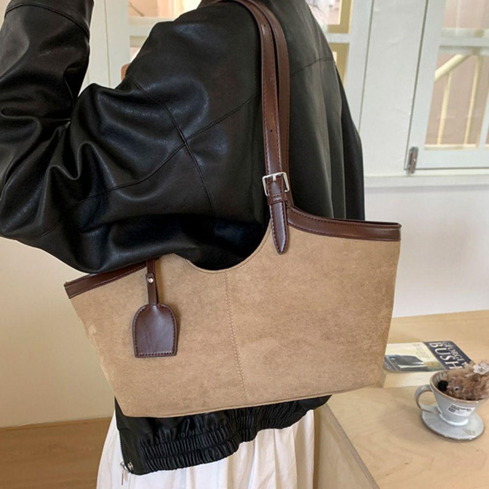Tote Bag Matte PU Handbag Solid Color Underarm Packs Casual Suede Shoulder Bag Girls