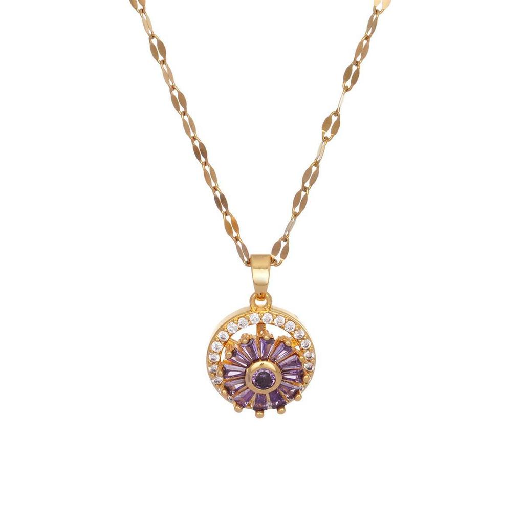 Lucky Wheel Rotating Zircon Pendant Necklace for Women – Fashion Design High-End Clavicle Chain