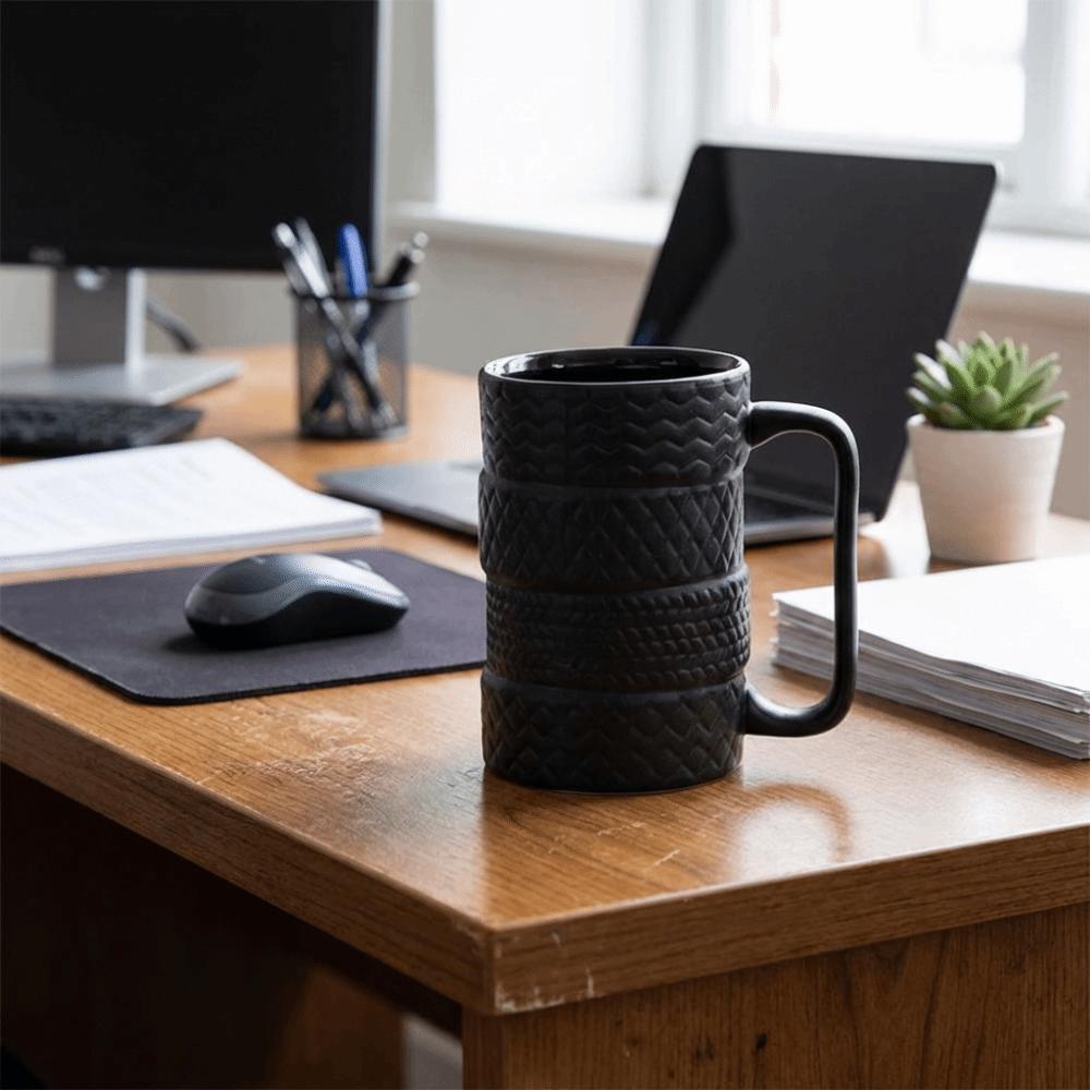 Große Kapazität Reifen Keramik Wasserbecher Lustiger Kaffeebecher Trinkgeschirr Neuheit Tasse Geburtstagsgeschenk