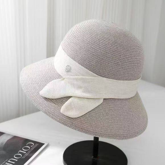 

Hat female Korean version tide summer suitable round face visor sun protection travel straw hat sun beach big brim M（56-58cm）