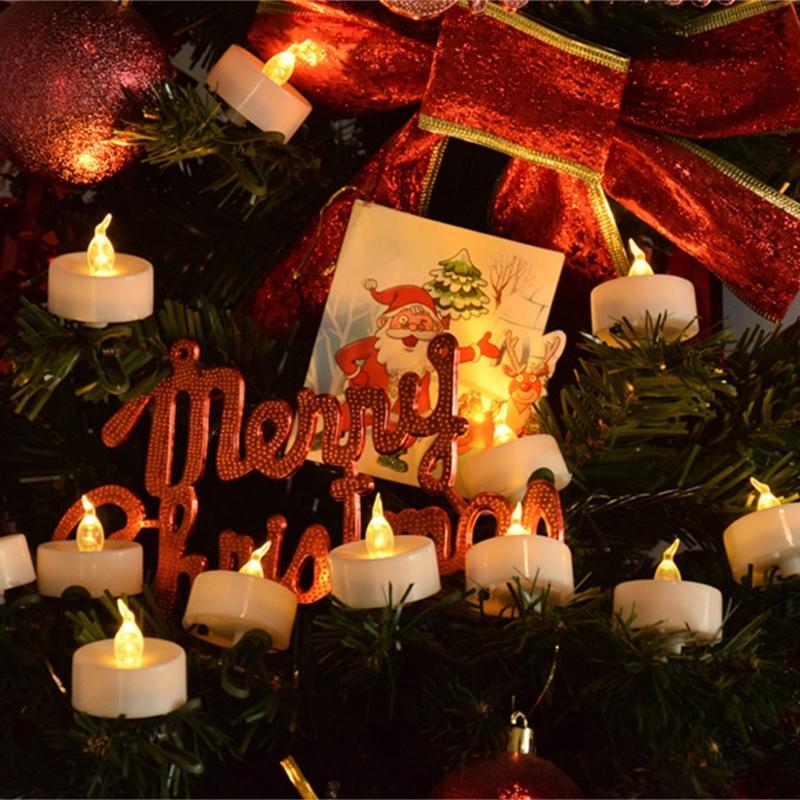 12 Count Clip Flameless LED Tealight Realistic Flame Decoration For Vases Tables Reusable Battery Candle