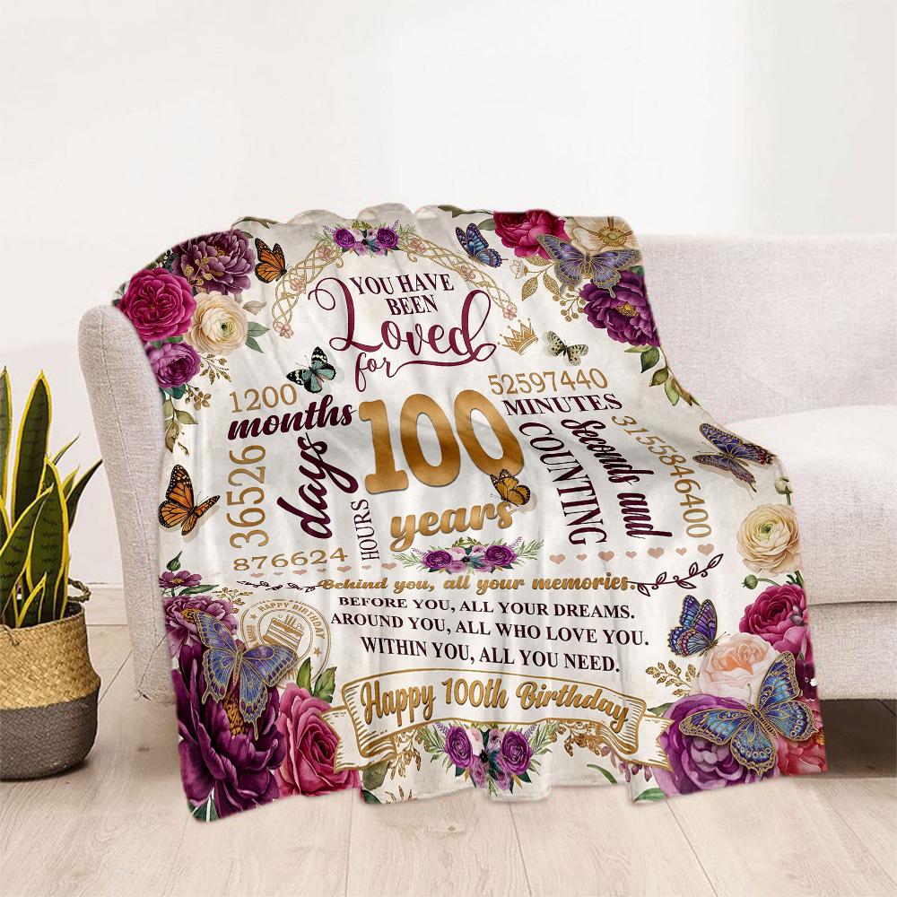 Happy 100th Birthday! Blankets Are Suitable for Living Rooms,making Them an Ideal Choice for Outdoor Travel and Gifts.