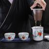 Ceramic Ru Porcelain Ru Kiln Kuaike Cup Japanese Car Portable Outdoor Travel Kung Fu Tea Set One Pot Two Cups Printed