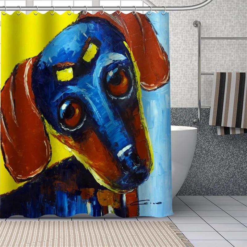 Dachshund Custom Pattern Polyester Bath Curtain Waterproof Shower Curtains Geometric Bath Screen Printed Curtain For Bathroom