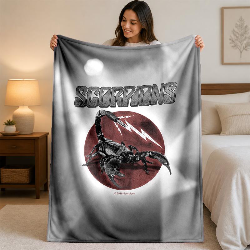 Scorpions Print Flannel Blanket Cozy Lightweight Plush Throw Blanket For Bed Sofa Household Use