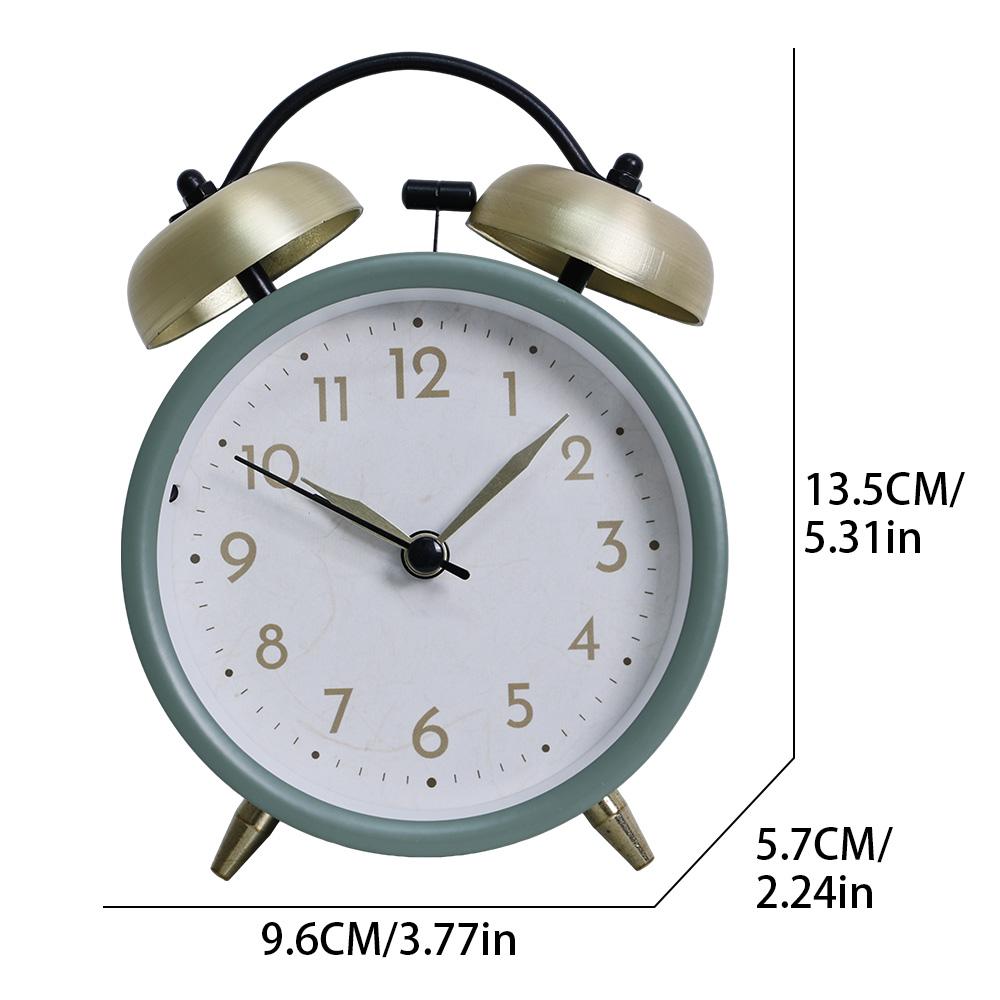 Retro Iron Small Silent Alarm Clock Fashion Desktop Clock with Creative Hands Quartz Nightlight Timer (No Battery Included)