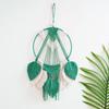 Handwoven Cotton Rope Contrast Color Dreamcatchers with Leaves Tassels Wall Hanging Macrames Tapestrys for Home Decors