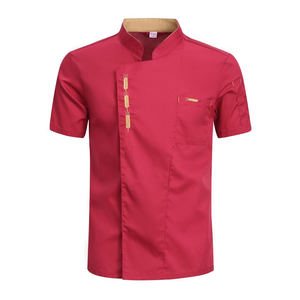 Sommar Herr Kortärmad Kockjacka Svart Uniform Kockrock Förkläde Arbetskläder Logotyp Kockshorts Andningsbar Restaurang Kök