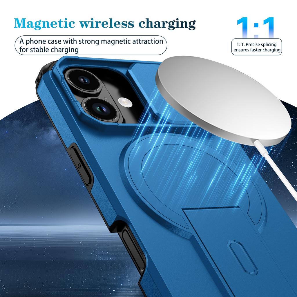 For Magsafe Shockproof Stand Holder Cover Case for Iphone 17 Pro Max Iphone17 Air 14 15 16 Plus 16e 13 12 Pro