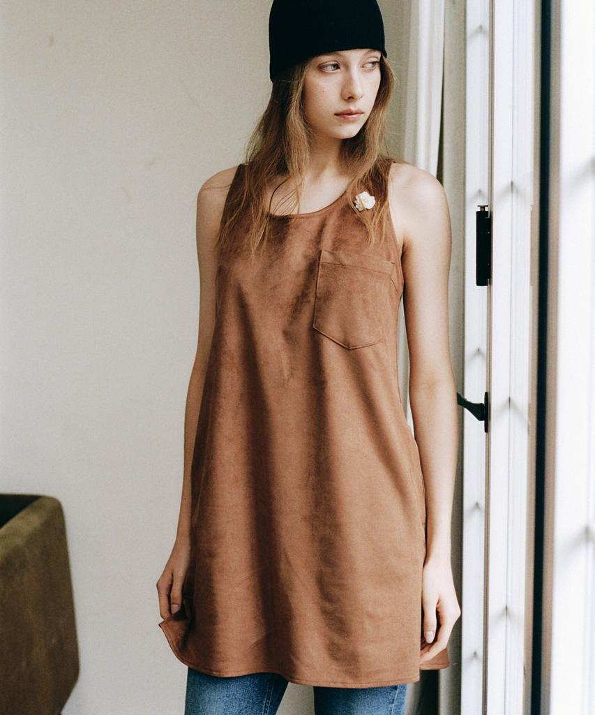 Love Us You Lamb Suede Mini Dress (Beige)