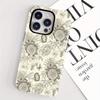Sketch Floral Pattern 2-in-1 Phone Case Suitable for iPhone 17 16 15 14 13 12 11Pro/Max/Plus Anti Drop and Shockproof Back Cover