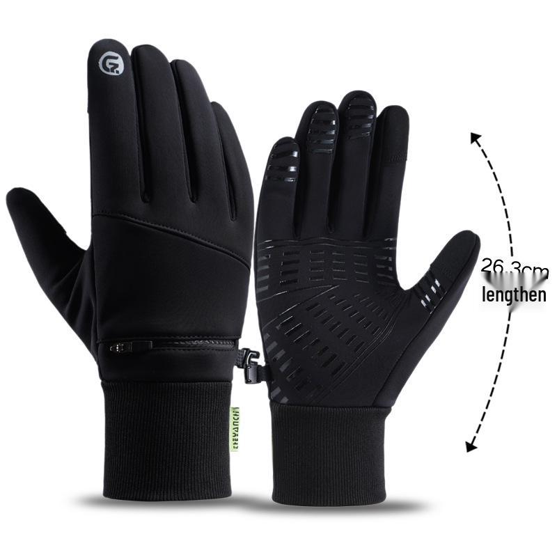 Men's Winter Windproof Waterproof Fingerless Touchscreen Cycling Gloves - Warm Fleece for Outdoor Sports