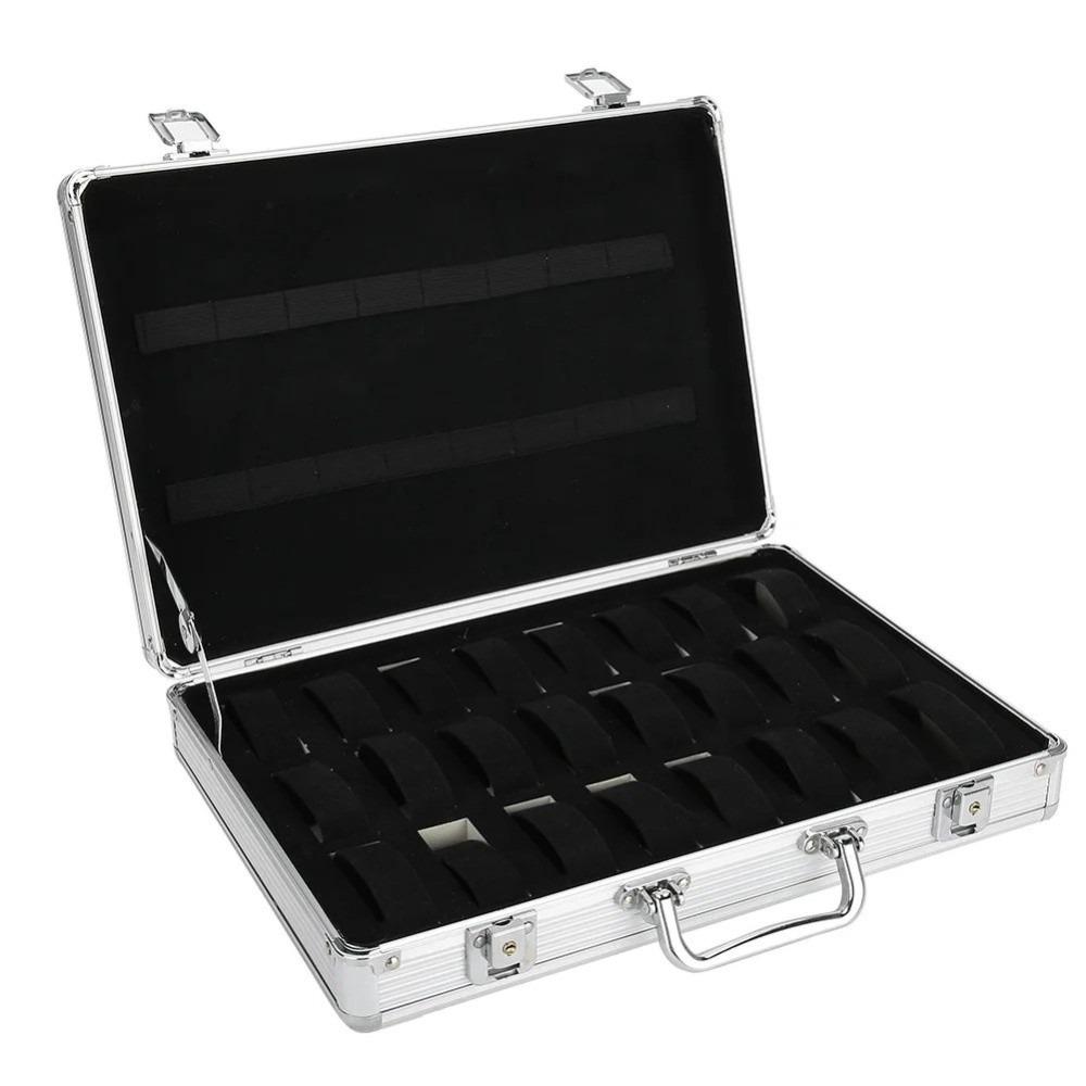 Soft Cushion Aluminum Watch Box 24/32Grid Watch Display Case Watch Storage Box  Trade Briefcase