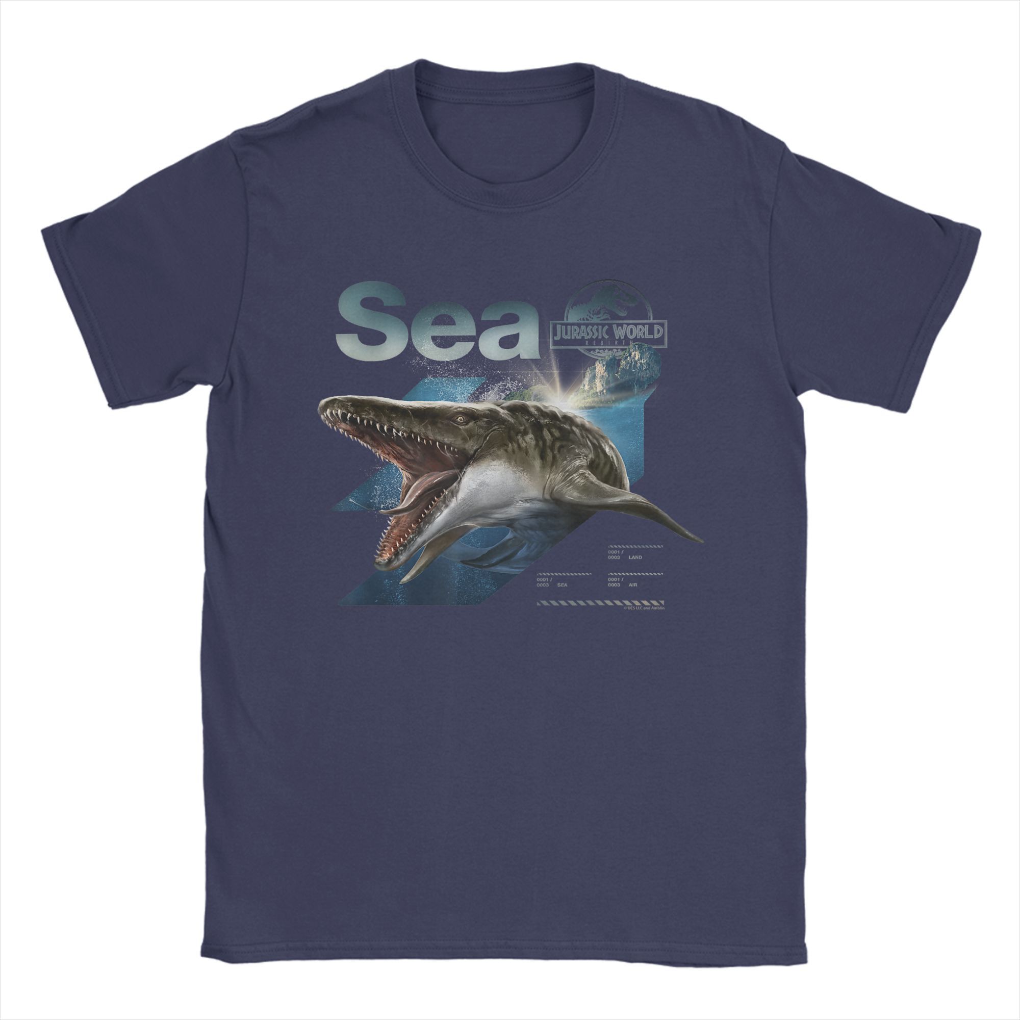 Novelty Jurassic Rebirth Mosasaurus World T-Shirts Men Crewneck Cotton T Shirt Sea Dinosaur Short Sleeve Tee New Arrival Tops 4XL