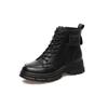 Women's British-Style Genuine Leather Martin Boots, Autumn/Winter 2025: Short, Round Toe, Chunky Heel, Lace-up with Side Zipper.