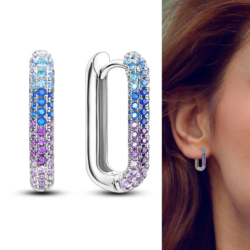 925 Sterling Silver Love Feather Moon Star Heart Earrings Fit Original Charms Hoop for Women Girls Stud Earring Jewelry Gifts