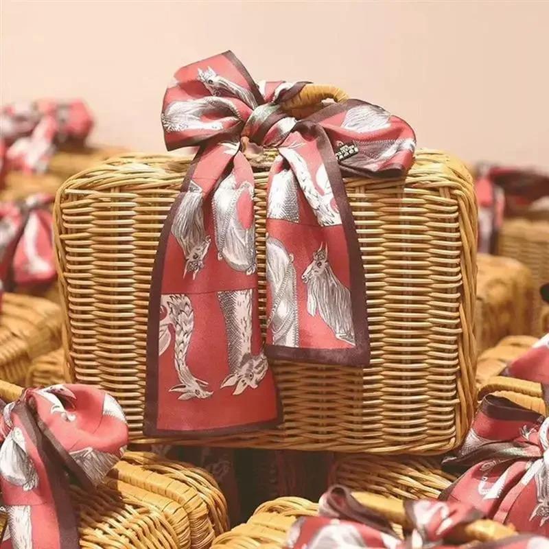 Košík Ratanový proutěný kufr Piknik Tkaný úložný prostor Vintage Box Kabelka Košík Camping Dárkový koš Kufr Rustikální pouzdro Farmhouse Retro