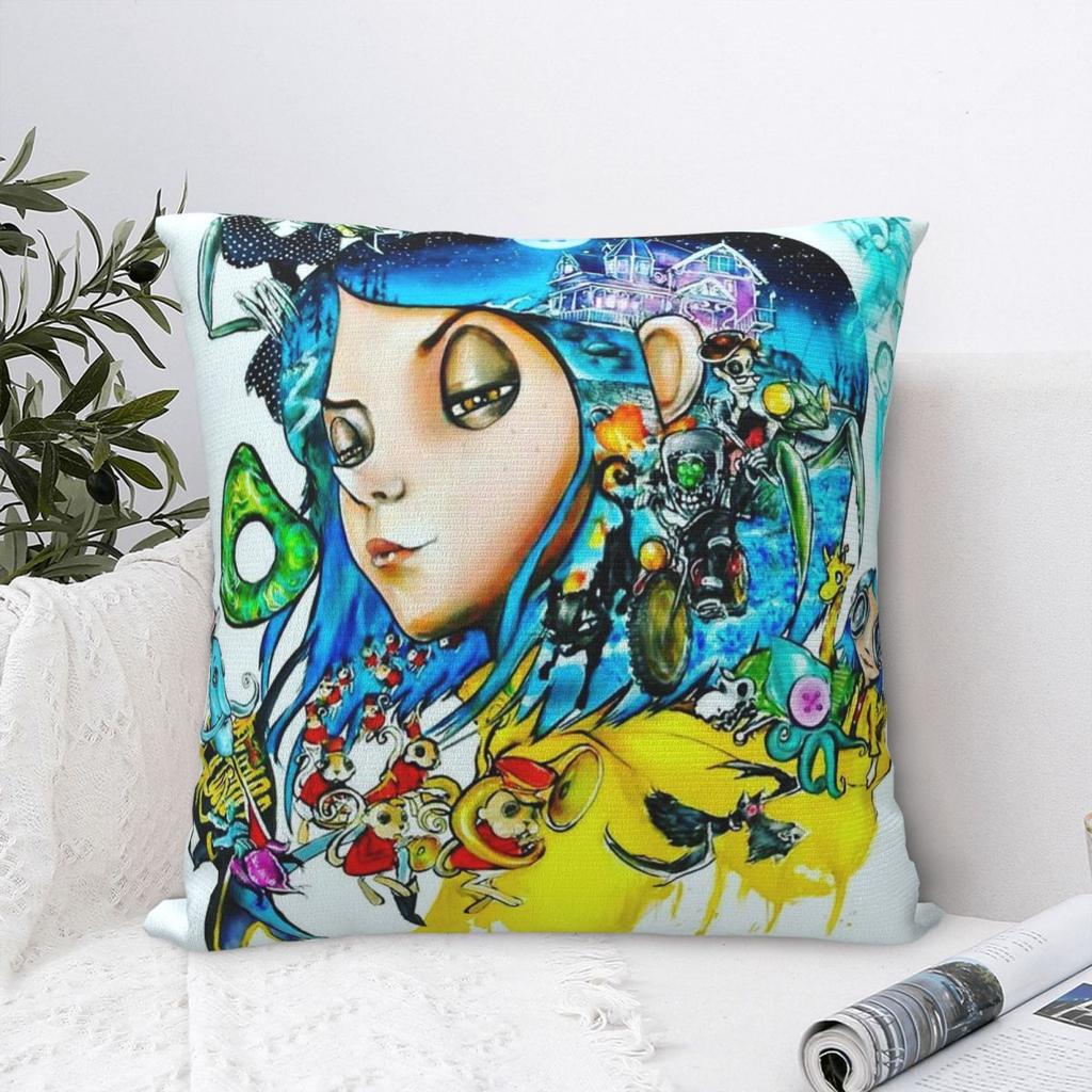 Coraline Jones Square Pillow Case Decorative Pillow the Secret Door Fantasy Casual Cushion Covers