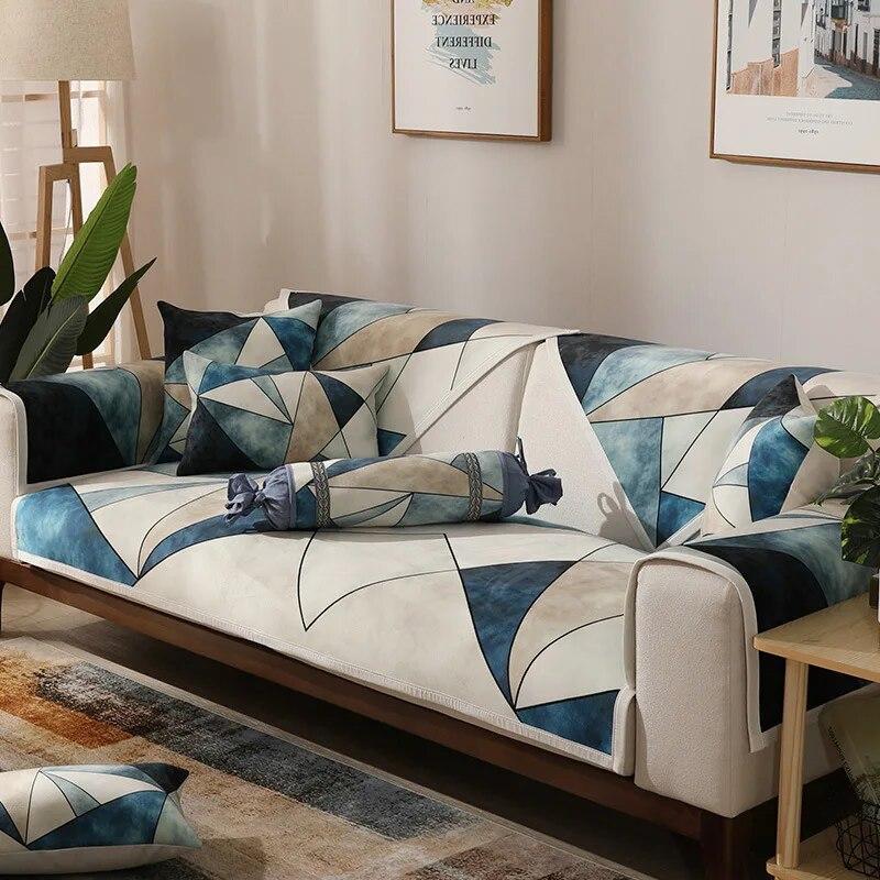 Sofabezug mit geometrischem Gittermuster, Schonbezüge, L-förmige Ecksofabezüge für das Wohnzimmer, rutschfeste Couchbezug, Sofahandtuch, 1/2/3/4-Sitzer