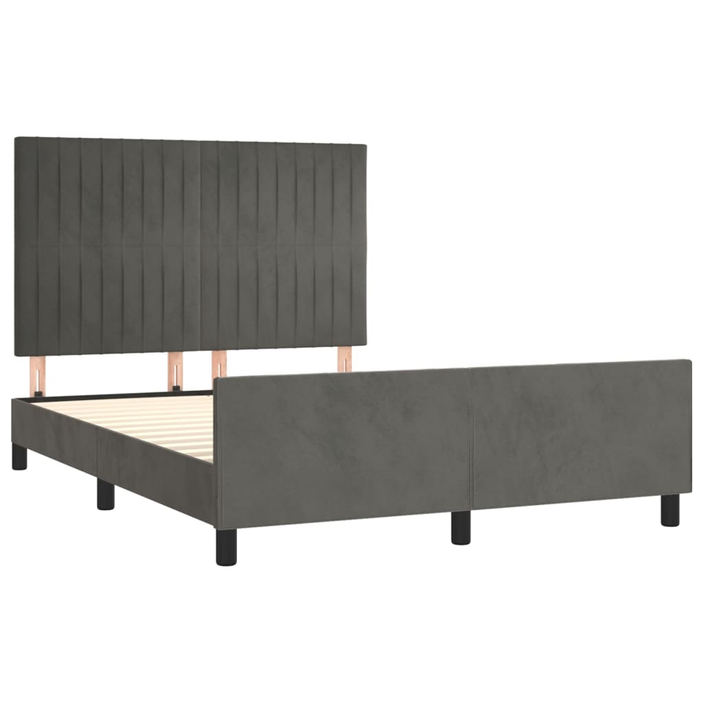 Bed Frame without Mattress Dark Grey 140 x 190 cm Velvet