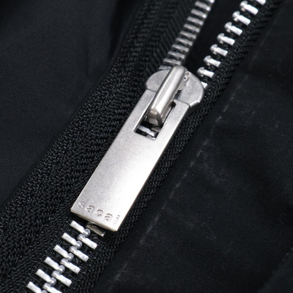 Sacai 24-07215 24 Edelstahl Schwarze Taft Blouson Militär Kapuzenweste Jacke Best 1 schwarz Gebraucht