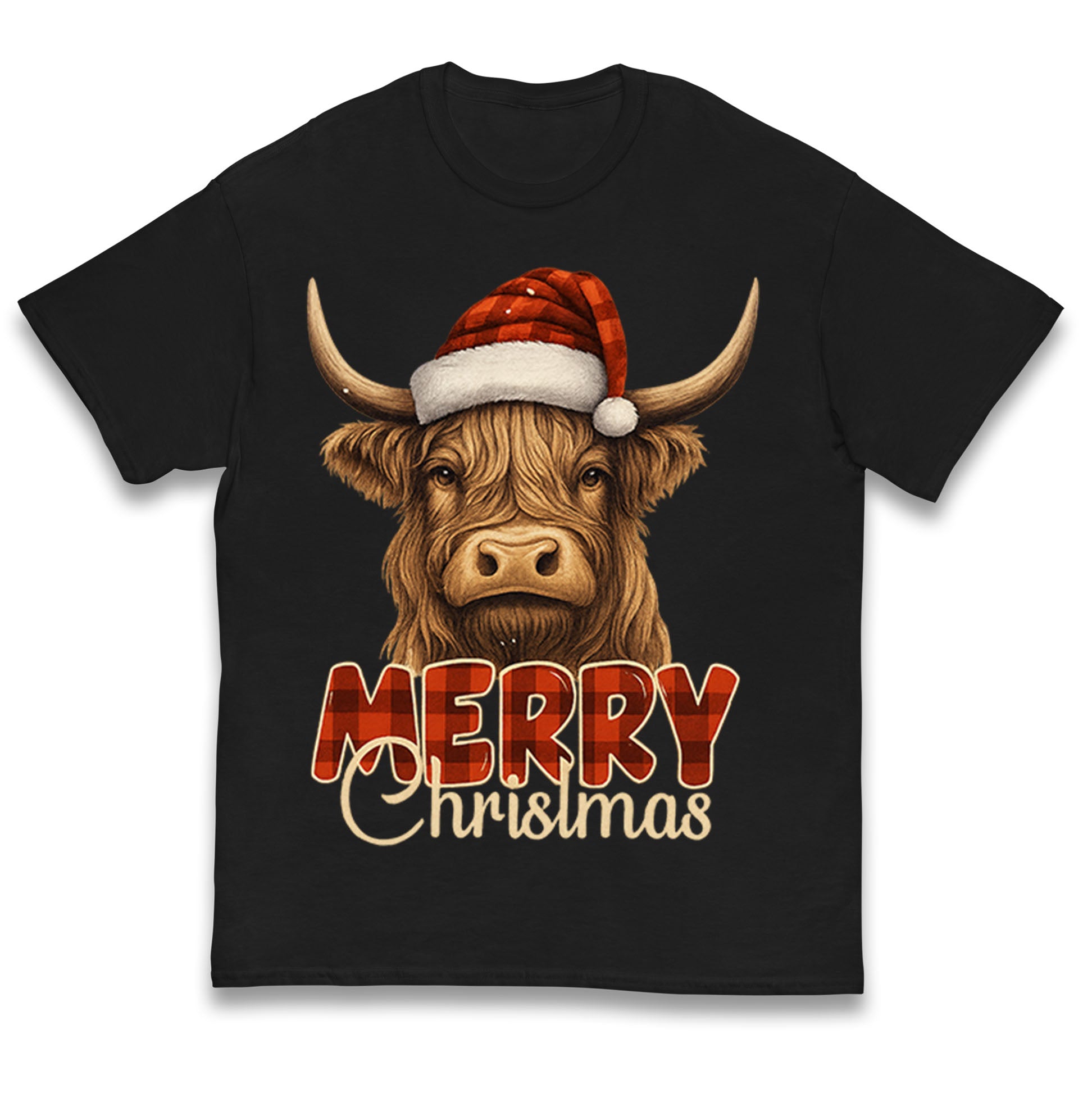 Highland Cow Christmas Kids T Shirt 110