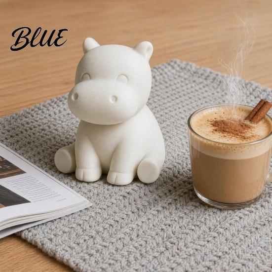 Durable Small Animal Sculpture 3D Printed Hippopotamus Statue, Mini Size Desktop Decoration, Solid White Hippo Accessory Matte Finish Figurine