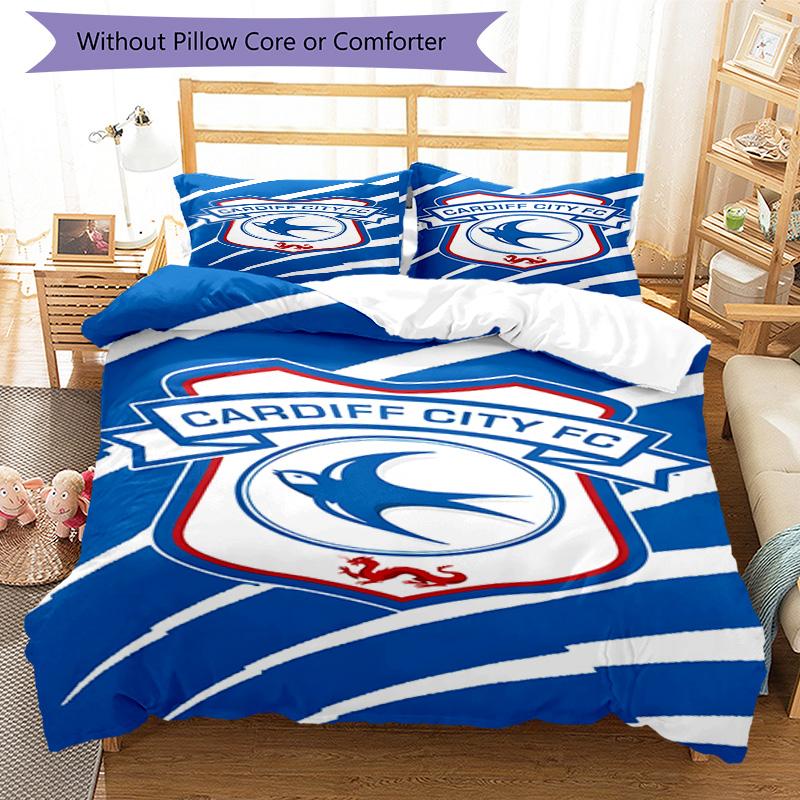 Cardiff Fc Crest Printed Pattern Duvet Cover Set – Includes 1 Duvet Cover and 2 Matching Pillowcases Bedroom Decor Christmas Gifts