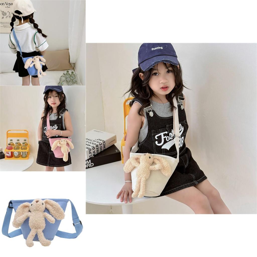 Adorable Korean Style Children's Bear Crossbody Bag Cute Canvas Purse For Girls