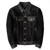 Genuine Suede Leather Jacket for Men Stylish Slim Fit Short Coat with Lapel Collar Autumn Winter Outerwear