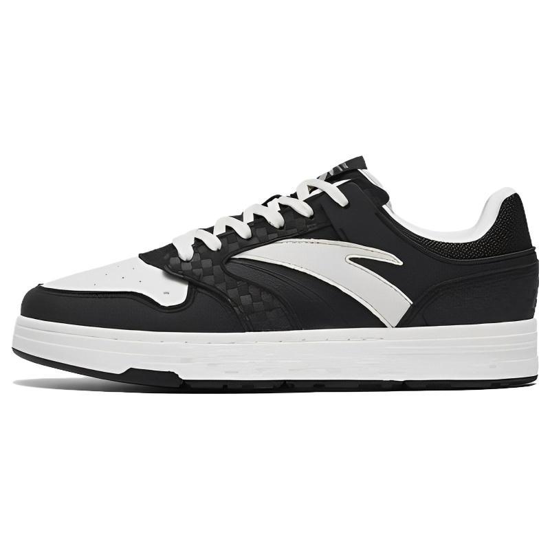 Anta Street Naughty Synthetic Leather Slip Resistant Abrasion Resistant Low top Skateboard Shoes Women's Black White Sneakers 122318051-4