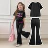 Kids Casual Short Sleeve Top and Long Pants Set Printed Design Comfortable Fit Suitable for Daily Wear and Outdoor Activities